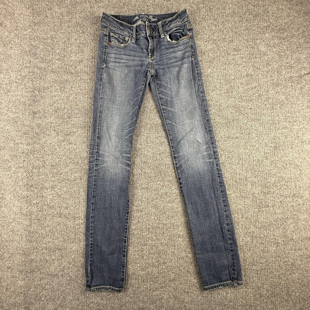 American Eagle Outfitters Jeans Womens‎ 2 Long Medium Wash Skinny Stretch Denim